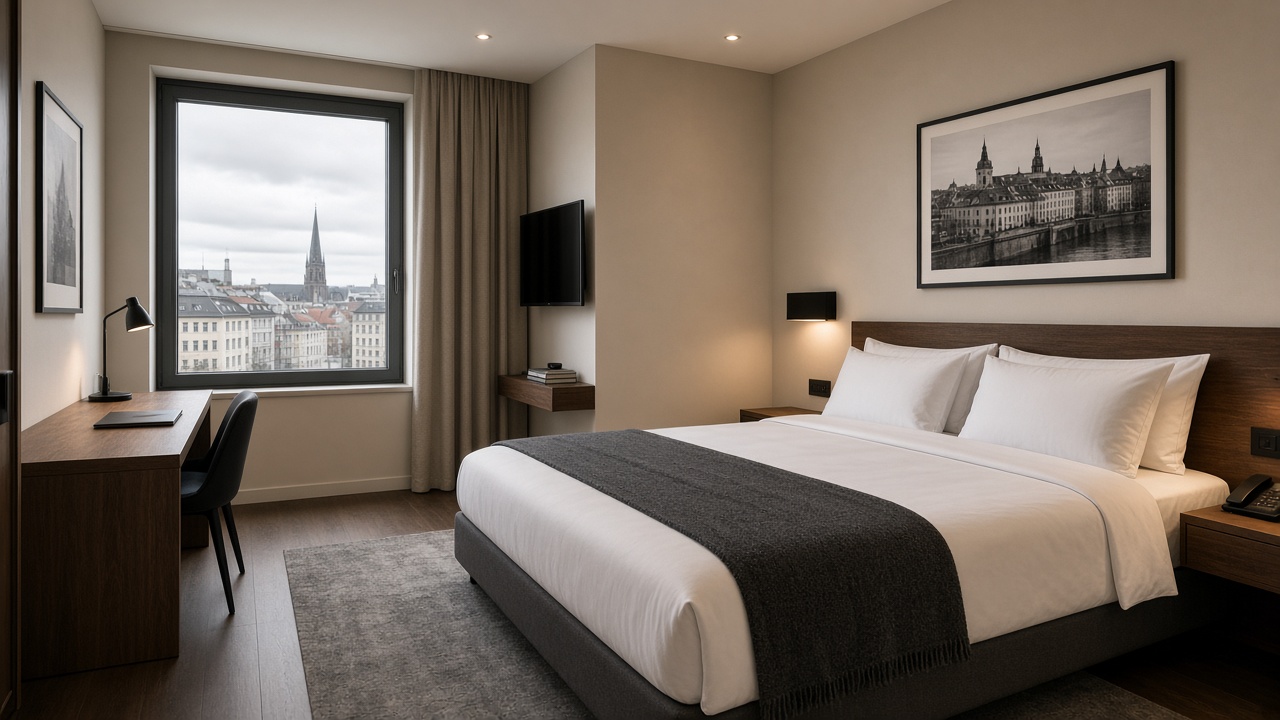 Komfortzimmer im Felaper mit Bett, Holzdetails und Tageslicht